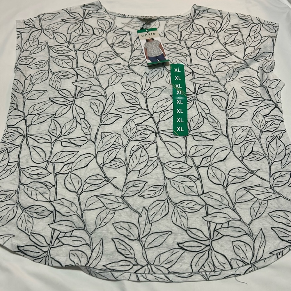 Orvis Cap Sleeve Linen Blend Blouse Shirt L NWT